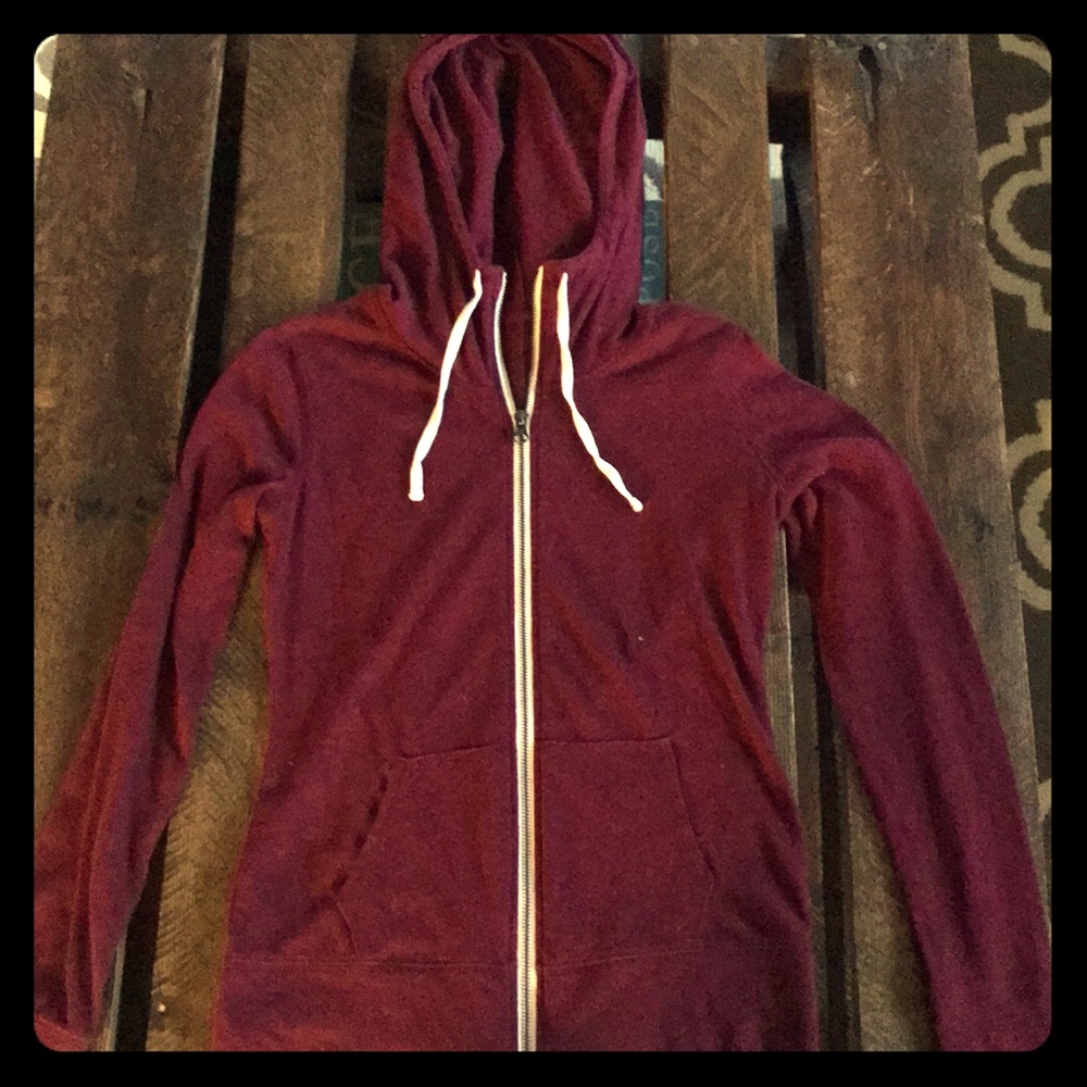 Cotton maroon and white accent sweatshirt